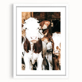 Farmhouse Wall Art of Calves in Barn - Rustic Country Style Decor