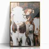 Farmhouse Wall Art of Calves in Barn - Rustic Country Style Decor