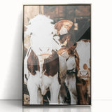Farmhouse Wall Art of Calves in Barn - Rustic Country Style Decor