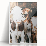 Farmhouse Wall Art of Calves in Barn - Rustic Country Style Decor