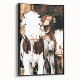 Farmhouse Wall Art of Calves in Barn - Rustic Country Style Decor