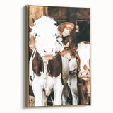 Farmhouse Wall Art of Calves in Barn - Rustic Country Style Decor