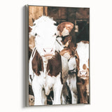 Farmhouse Wall Art of Calves in Barn - Rustic Country Style Decor
