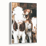 Farmhouse Wall Art of Calves in Barn - Rustic Country Style Decor