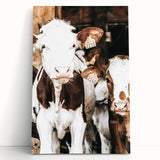 Farmhouse Wall Art of Calves in Barn - Rustic Country Style Decor