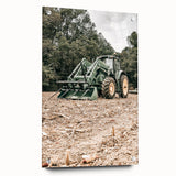 Rustic Farmhouse Wall Art of Green Tractor in Field - Country Style Decor