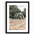 Rustic Farmhouse Wall Art of Green Tractor in Field - Country Style Decor