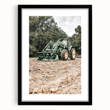 Rustic Farmhouse Wall Art of Green Tractor in Field - Country Style Decor
