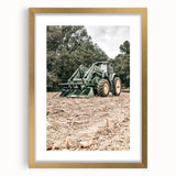 Rustic Farmhouse Wall Art of Green Tractor in Field - Country Style Decor