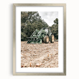Rustic Farmhouse Wall Art of Green Tractor in Field - Country Style Decor