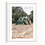 Rustic Farmhouse Wall Art of Green Tractor in Field - Country Style Decor