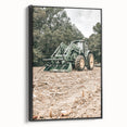 Rustic Farmhouse Wall Art of Green Tractor in Field - Country Style Decor