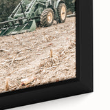 Rustic Farmhouse Wall Art of Green Tractor in Field - Country Style Decor