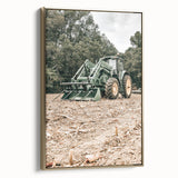 Rustic Farmhouse Wall Art of Green Tractor in Field - Country Style Decor