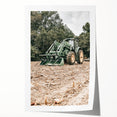 Rustic Farmhouse Wall Art of Green Tractor in Field - Country Style Decor