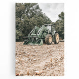 Rustic Farmhouse Wall Art of Green Tractor in Field - Country Style Decor