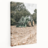 Rustic Farmhouse Wall Art of Green Tractor in Field - Country Style Decor