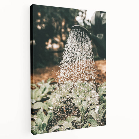 Rustic Farmhouse Wall Art of Watering Plants - Country Style Decor