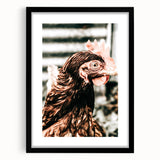 Farmhouse Wall Art of Rustic Chicken Portrait - Country Style Decor
