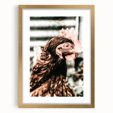 Farmhouse Wall Art of Rustic Chicken Portrait - Country Style Decor
