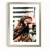 Farmhouse Wall Art of Rustic Chicken Portrait - Country Style Decor