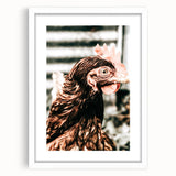 Farmhouse Wall Art of Rustic Chicken Portrait - Country Style Decor