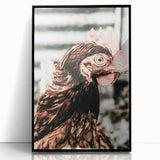 Farmhouse Wall Art of Rustic Chicken Portrait - Country Style Decor