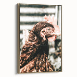 Farmhouse Wall Art of Rustic Chicken Portrait - Country Style Decor