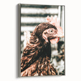 Farmhouse Wall Art of Rustic Chicken Portrait - Country Style Decor