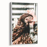Farmhouse Wall Art of Rustic Chicken Portrait - Country Style Decor