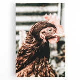 Farmhouse Wall Art of Rustic Chicken Portrait - Country Style Decor