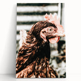 Farmhouse Wall Art of Rustic Chicken Portrait - Country Style Decor