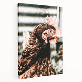 Farmhouse Wall Art of Rustic Chicken Portrait - Country Style Decor