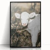 Farmhouse Wall Art: Rustic Calf Portrait in Country Meadow Décor
