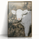 Farmhouse Wall Art: Rustic Calf Portrait in Country Meadow Décor