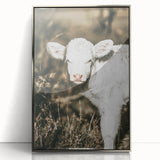 Farmhouse Wall Art: Rustic Calf Portrait in Country Meadow Décor