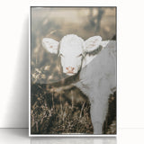 Farmhouse Wall Art: Rustic Calf Portrait in Country Meadow Décor