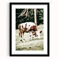 Farmhouse Wall Art – Grazing Cow in Pasture Print for Rustic Decor