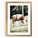 Farmhouse Wall Art – Grazing Cow in Pasture Print for Rustic Decor