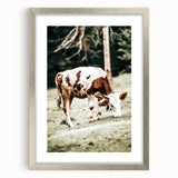 Farmhouse Wall Art – Grazing Cow in Pasture Print for Rustic Decor