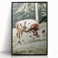 Farmhouse Wall Art – Grazing Cow in Pasture Print for Rustic Decor
