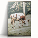 Farmhouse Wall Art – Grazing Cow in Pasture Print for Rustic Decor