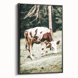 Farmhouse Wall Art – Grazing Cow in Pasture Print for Rustic Decor