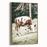 Farmhouse Wall Art – Grazing Cow in Pasture Print for Rustic Decor