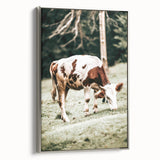 Farmhouse Wall Art – Grazing Cow in Pasture Print for Rustic Decor