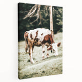 Farmhouse Wall Art – Grazing Cow in Pasture Print for Rustic Decor