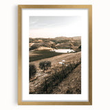 Farmhouse Wall Art – Scenic Countryside Hills and Grazing Cows Print