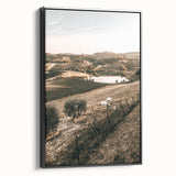 Farmhouse Wall Art – Scenic Countryside Hills and Grazing Cows Print