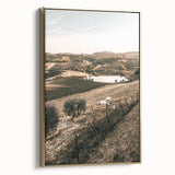 Farmhouse Wall Art – Scenic Countryside Hills and Grazing Cows Print