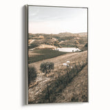 Farmhouse Wall Art – Scenic Countryside Hills and Grazing Cows Print